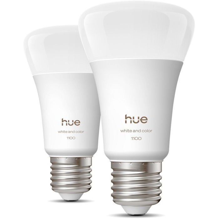 Pack de 2 ampoules LED connectées A60 Philips Hue - Lumière blanche et colorée E27