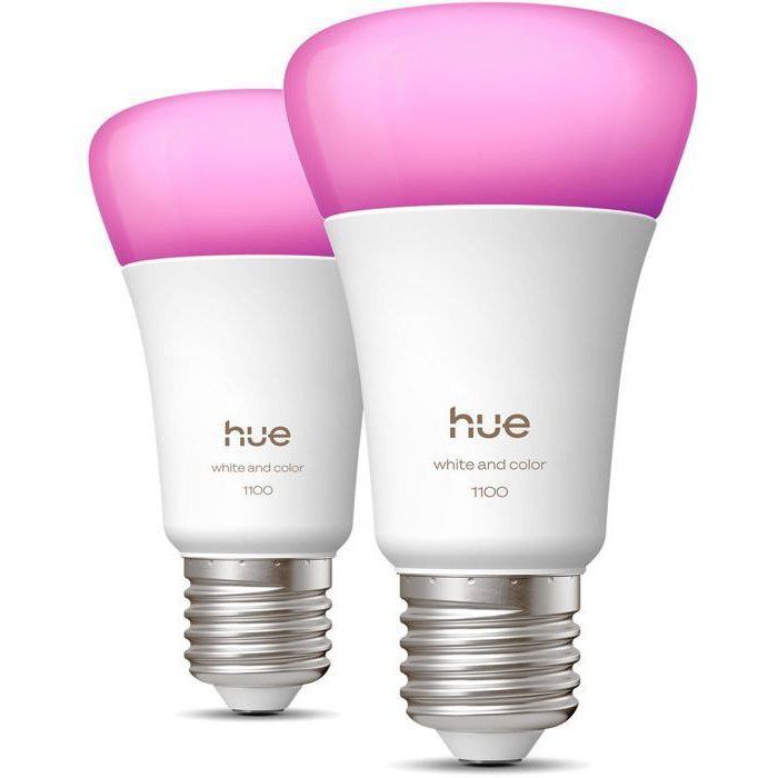 Image secondaire de Pack de 2 ampoules LED connectées A60 Philips Hue - Lumière blanche et colorée E27
