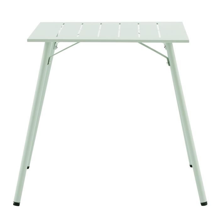 Table de jardin carré - Acier - L 70 x P 70 x H 73 cm - Vert céladon
