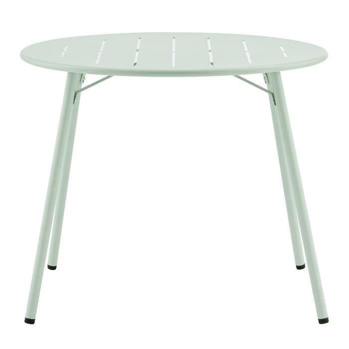 Table de jardin ronde - D 90 x H 73 cm - Vert Céladon - Acier