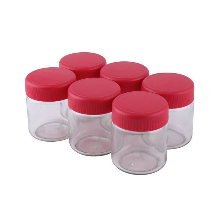 CONTINENTAL EDISON - Lot de 6 pots yaourtiere - CEYA00PO - 0,21L - couvercle rouge