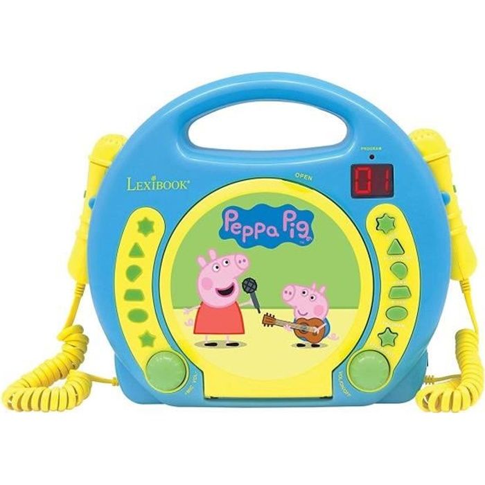 PEPPA PIG - Lecteur CD karaoké enfant avec 2 microphones - LEXIBOOK