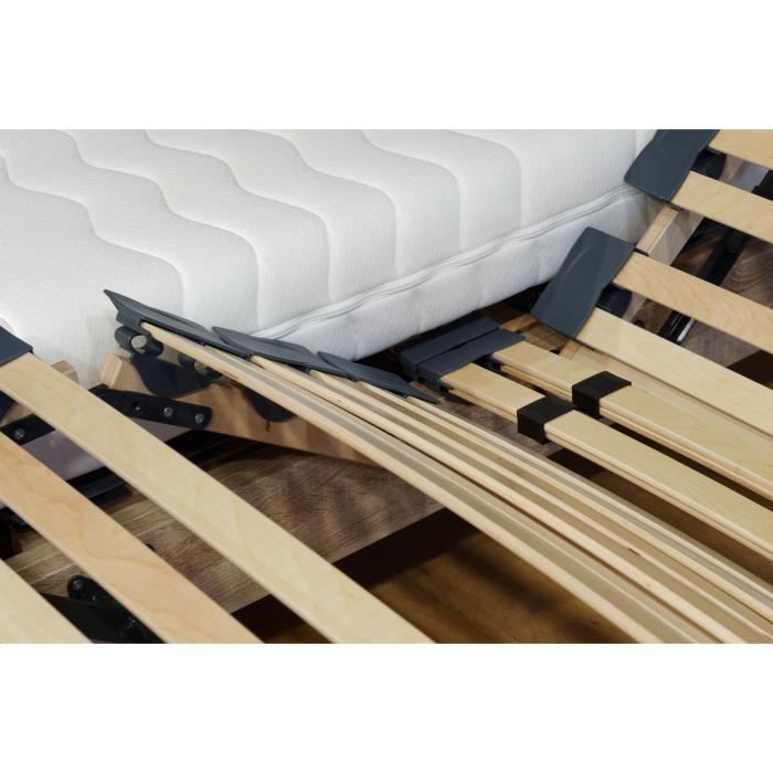 Ensemble relaxation TALCA matelas + sommiers électriques décor wengé 2x80x200 - Mousse - 14 cm - Ferme