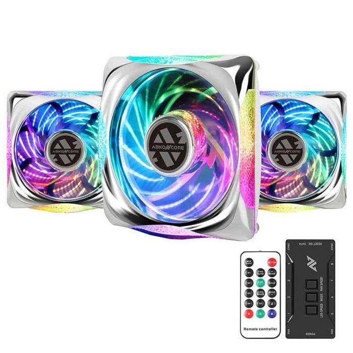 Ventilateur pour boitier - ABKONCORE - CC120 ARGB Spectrum SYNC 3in1 Chromé (pack de 3) (ABKO-FAN-CC120-WH-3IN1-SYNC)