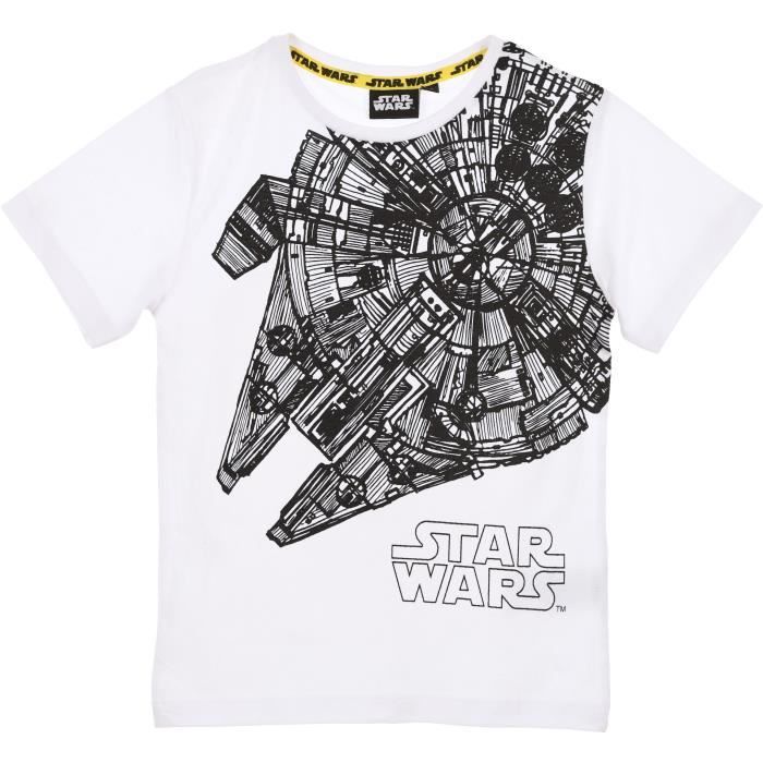 STAR WARS IV T-shirt manches courtes Bas arrondi Garçon 100% Coton Blanc