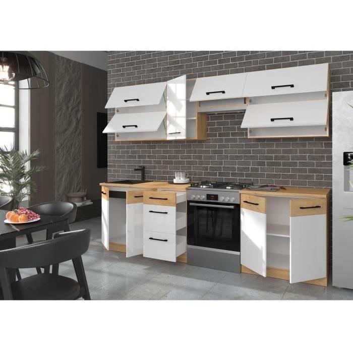 Image secondaire de Cuisine complète ROCK en mélaminé chêne Lancelot et blanc brillant - 260 cm