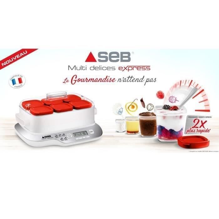 SEB YG660100 Yaourtiere Multidélices Express Compact  -  5 modes - 6 pots - Blanc et rouge