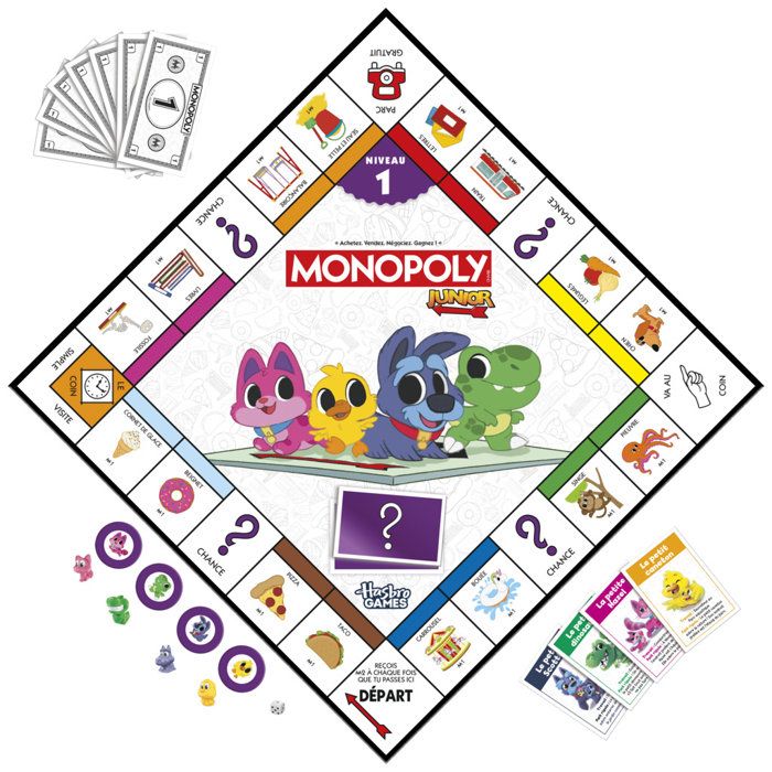 Image secondaire de Monopoly Junior 2 en 1 - Jeu de Plateau Réversible pour Enfants