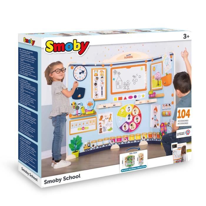 SMOBY SCHOOL - Salle de classe Smoby -Triptyque avec tubes en métal et 4 pieds - des 3 ans