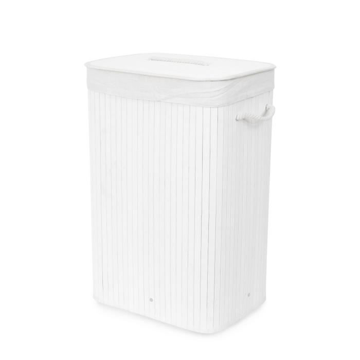 COMPACTOR Coffre a linge en bambou - 45 x 35 x 60 cm - Blanc
