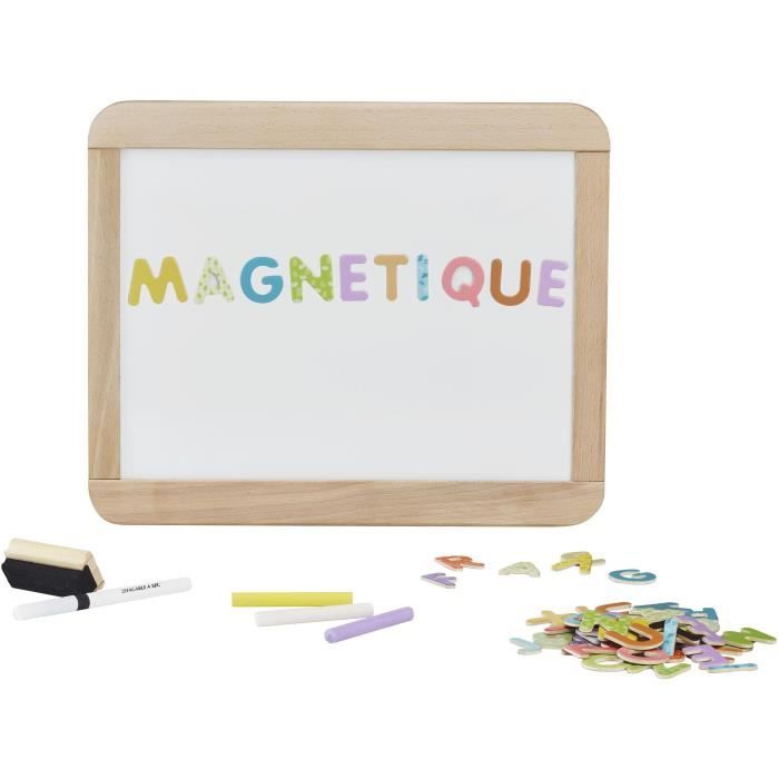 Image secondaire de Ardoise d'écolier en bois - JEUJURA - Double face magnétique : craie et feutre effaçable