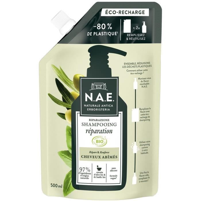 Shampooing Liquide N.A.E. Cheveux tres abîmés Répare & Renforce Riparazione Recharge de 500 ml Lot de 6