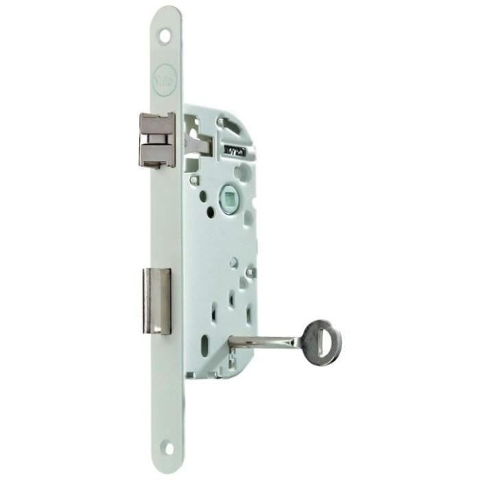Mortise lock with key - YALE - Y75R-A40/B/SC - 40 mm axle, 135 mm body - NF Level 2 certified - White, Strike plate and key included