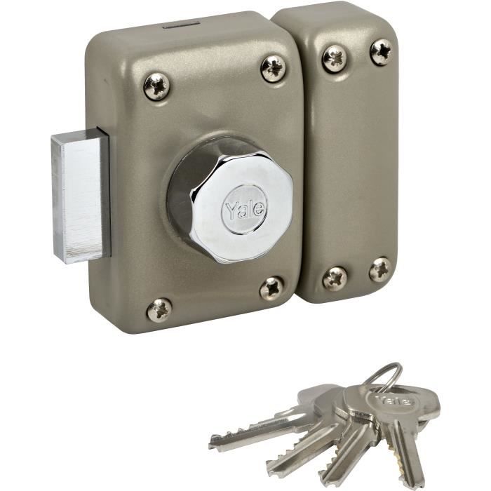 YALE - YV25BT-40 Button and cylinder lock 5 pins diameter 23 mm - length 40 mm - 4 keys - beige