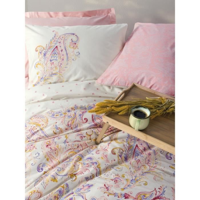 Image secondaire de Parure de lit - 1 housse de couette 220 x 240 cm + 2 taies d'oreiller 60 x 60 cm - 100% coton renforcé - Rose