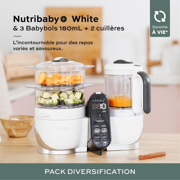 Babymoov Pack Nutribaby(+) Blanc & 3 Babybols 180mL + 2 cuilleres - Idéal pour la diversification