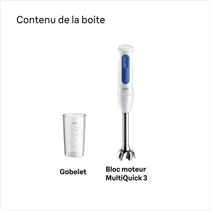 Image secondaire de Mixeur Plongeant Braun MultiQuick MQ30001M - 900W - Blanc et Bleu