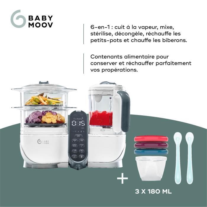Babymoov Pack Nutribaby(+) Blanc & 3 Babybols 180mL + 2 cuilleres - Idéal pour la diversification