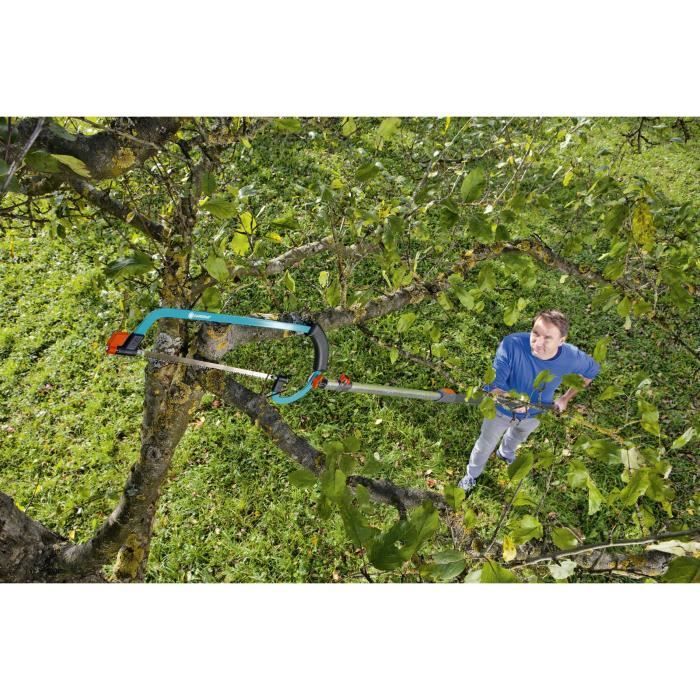 GARDENA Scie horticole Combisystem - Acier trempé – Tension réglable – Ajustable jusqu'a 5m - Lame 350mm – Garantie 25 ans (691-20)