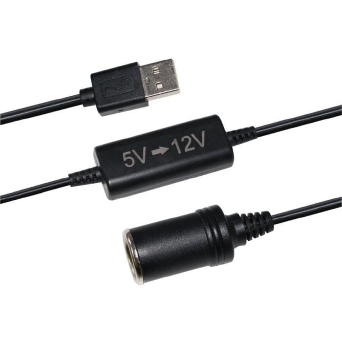 Convertitore presa accendisigari USB 5V a 12V - HTC EQUIPMENT - cavo 12W e 120cm