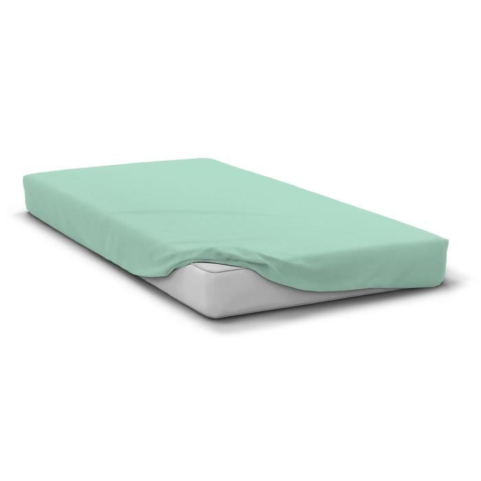 Drap Housse Microfibre Vert d'Eau 140x190 cm - HOME LINGE PASSION