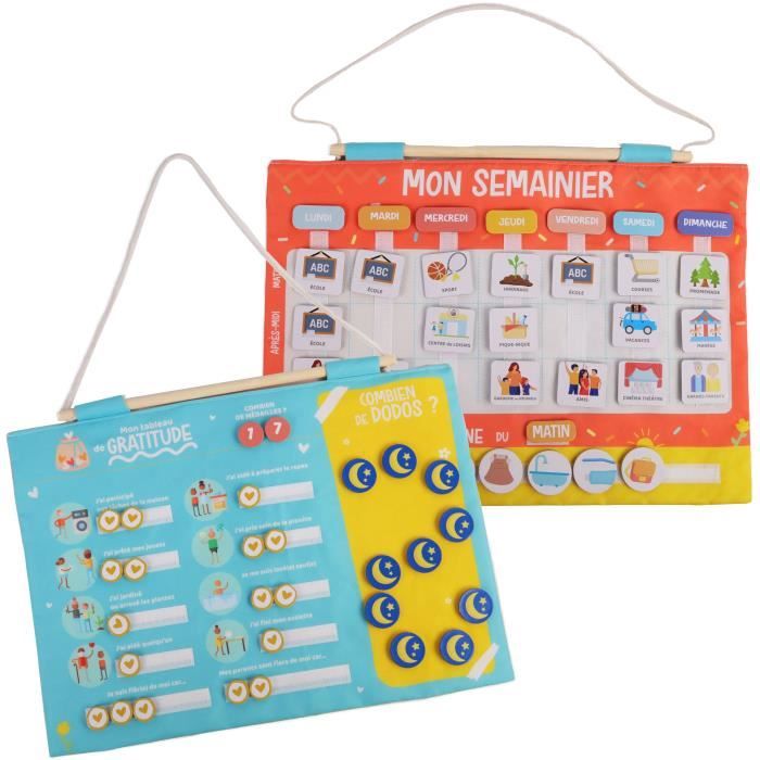 Calendario settimanale della gratitudine per bambini - GIADA - Montessori - Gioco educativo - Umore - Sonno - Gioco per bambini - Design francese