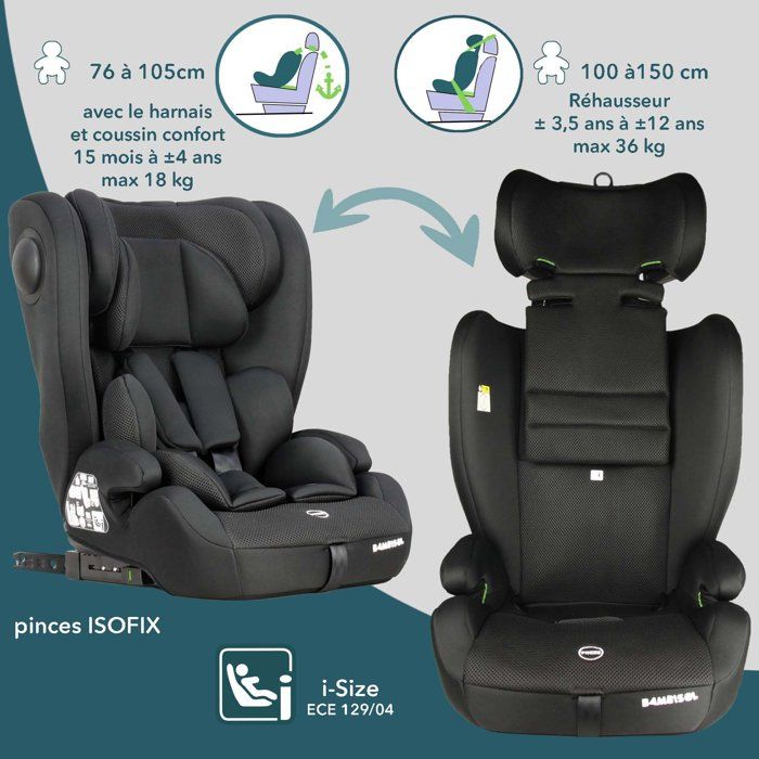 Image secondaire de Siège Auto Évolutif BAMBISOL I-Size Noir avec Isofix