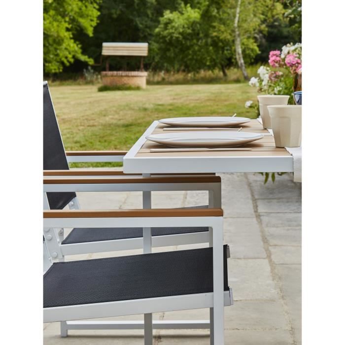 Ensemble repas je jardin 4 personnes - Table 110x110 cm - Aluminium et polywood - CUBO BOCARNEA