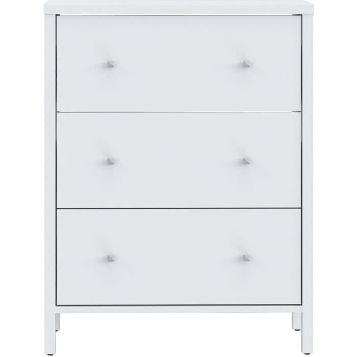 Meuble sous lavabo - Blanc - 3 tiroirs - L64 x P40 x H83 cm - IPSARION