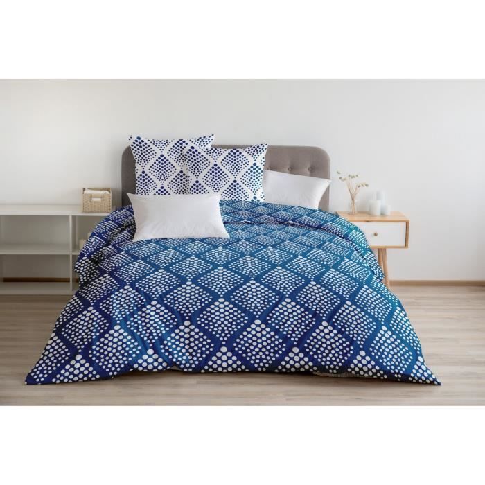 Duvet set 240x260 cm HOME LINGE PASSION FIBULA: Duvet cover + 2 pillowcases - 100% Cotton 57 thread count - Blue