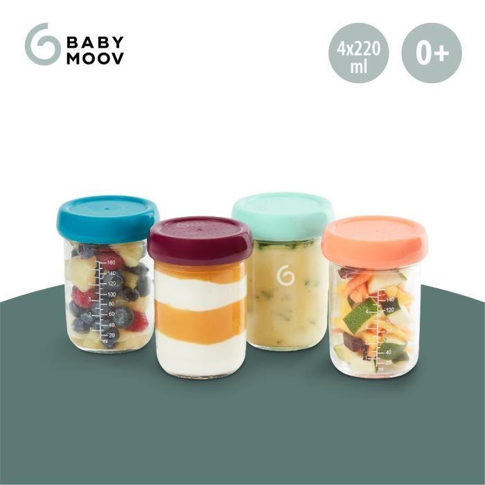 Babymoov Babybols en verre - Pots de conservation hermétiques 4x220 ml