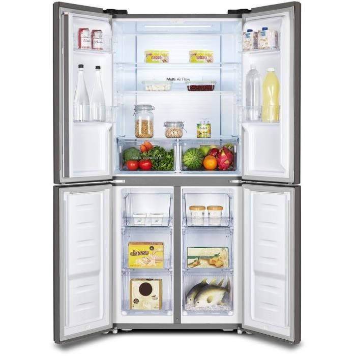 Réfrigérateur congélateur HISENSE -  RQ515N4AD1 - multiportes - 427 L x l64 x L79 x H181 cm - Inox