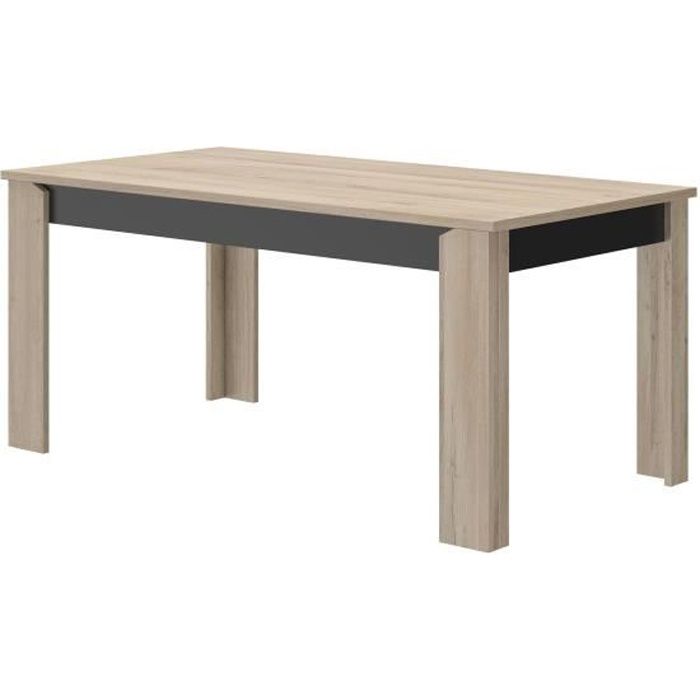 DIAGONE Table 6 personnes Rectangulaire YORI - Décor chene clair et noir - Made in France