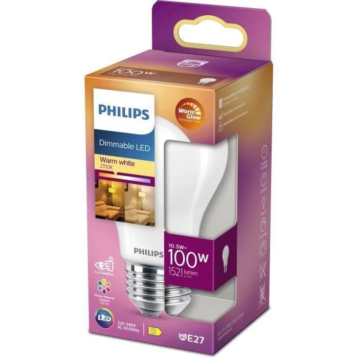 PHILIPS Ampoule LED Standard E27 - 100W Blanc Chaud D?polie Verre Compatible Variateur - Verre