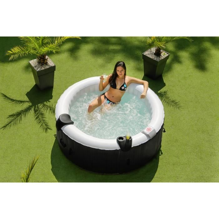 SUN SPA Spa gonflable rond laminé Décor Rattan - 4 personnes - 1, 85 x H 0, 65 m