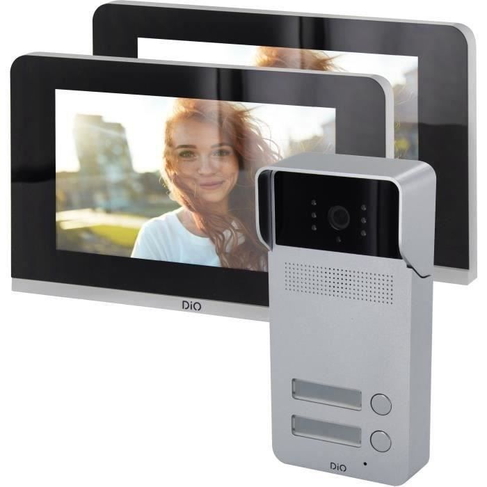 Kit interphone multi-appartement - DiO CONNECTED HOME - Unité extérieure 2 boutons - 2 écrans 7Kit interphone multi-appartement