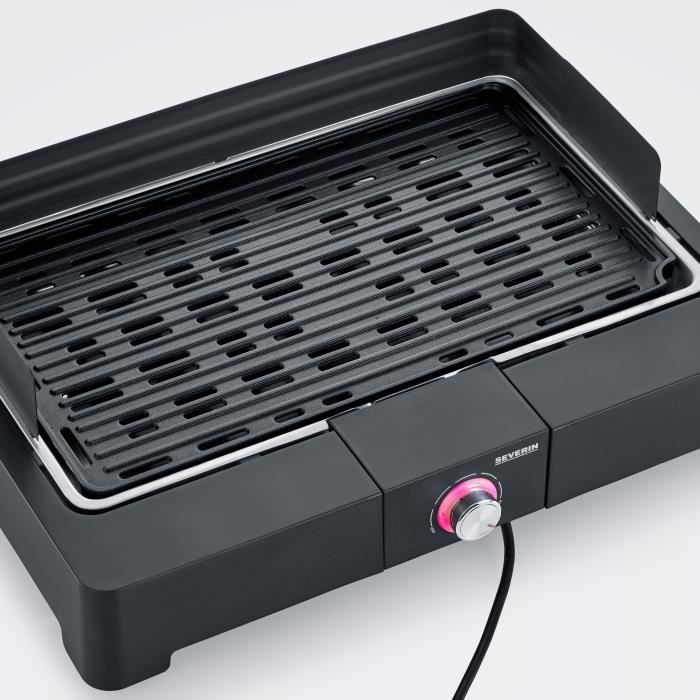 Severin - PG8567 - Barbecue da tavolo elettrico, 2.200 W, ghisa in alluminio fuso, fumio e canotta d'acqua dell'odore, noi