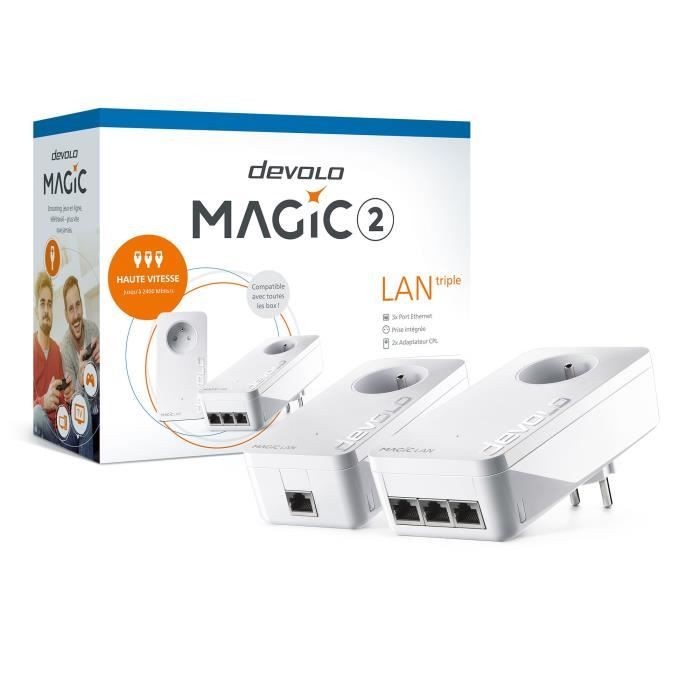 DEVOLO Magic 2 LAN triple - Starter Kit - 2 adaptateurs 3xGigE - 2400 Mbits/s