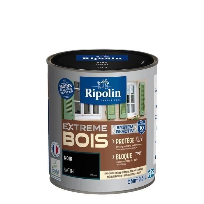 RIPOLIN Satin Wood Paint High Protection 10 years which Protects and Magnifies your Wood - Black