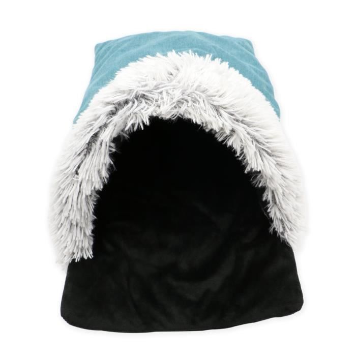 TYROL Couchage chaussette en fourrure pour chat/petit chien - Sac de couchage poils long doux - Dim. 54x32cm