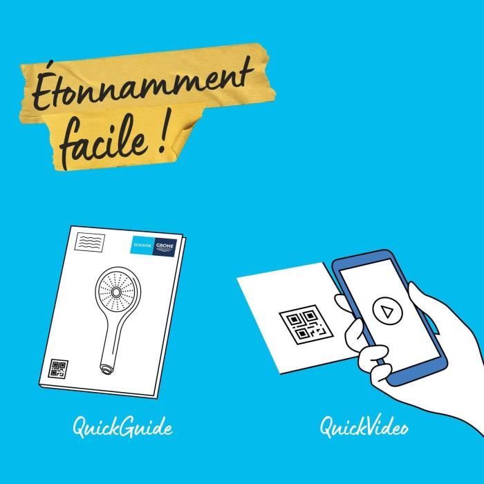 Flexible de douche - GROHE - VitalioFlex Metal - 2 m - Chromé - Résistant aux pliures