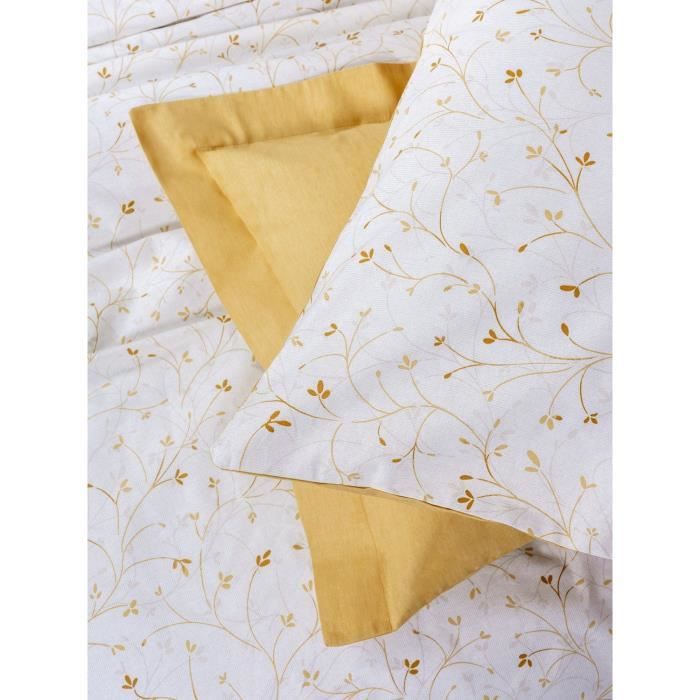 Image secondaire de Parure de lit - 1 housse de couette 220 x 240 cm + 2 taies d'oreiller 60 x 60 cm - 100% coton renforcé - Moutarde