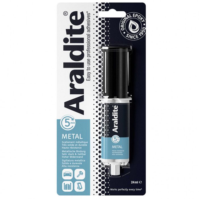 Colle époxy bi-composant - ARALDITE - 24 ml - Spécial métaux - Haute résistance - Réparation durable