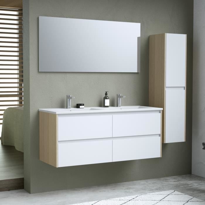 Ensemble SKARA  set de salle de bain 120, vanity+vasque+miroir & Colonne