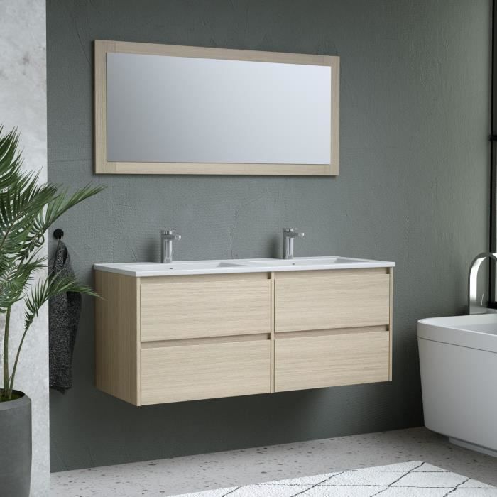 TIMBER, set de salle de bain 120, vanity+vasque+miroir