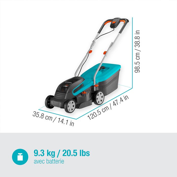 Tondeuse sans fil GARDENA PowerMax 32/36V P4A - 32 cm + 2 batteries 18V 2,5 Ah et 1 chargeur rapide