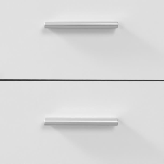 Buffet bas PILVI - 2 portes et 4 tiroirs - Blanc mat - L 122,6 x P 34,2 x H 81,1 cm