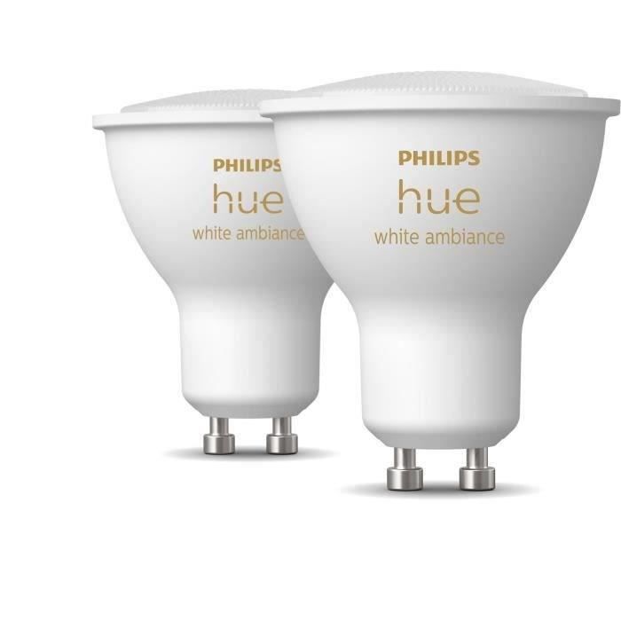 PHILIPS Hue White Ambiance Ampoules LED connectées GU10 Compatible Bluetooth - Pack de 2
