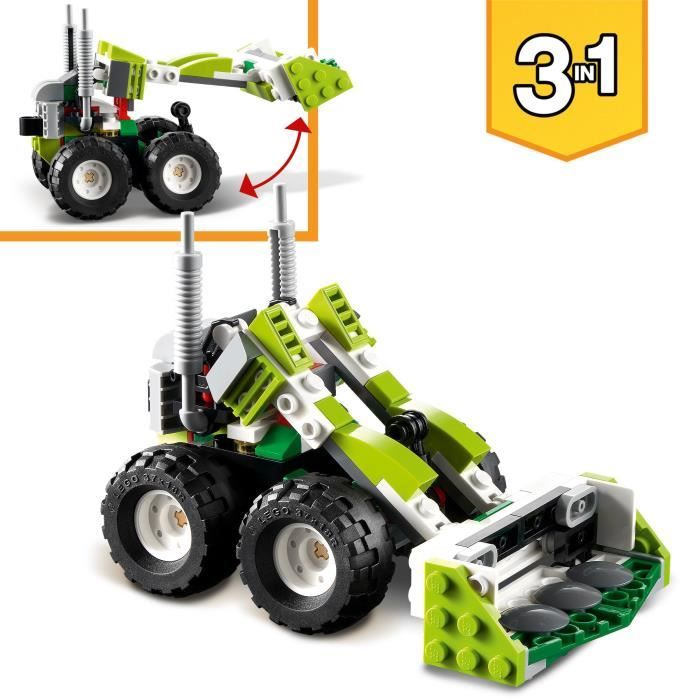 LEGO 31123 Creator 3 en 1 Le Buggy Tout-Terrain, Chargeuse-Pelleteuse, VTT Jouet pour les Enfants, Ensemble de 3 Véhicules