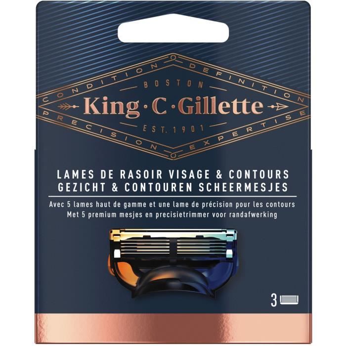 KING C. GILLETTE Lames de rasoir, rasage et contours x3